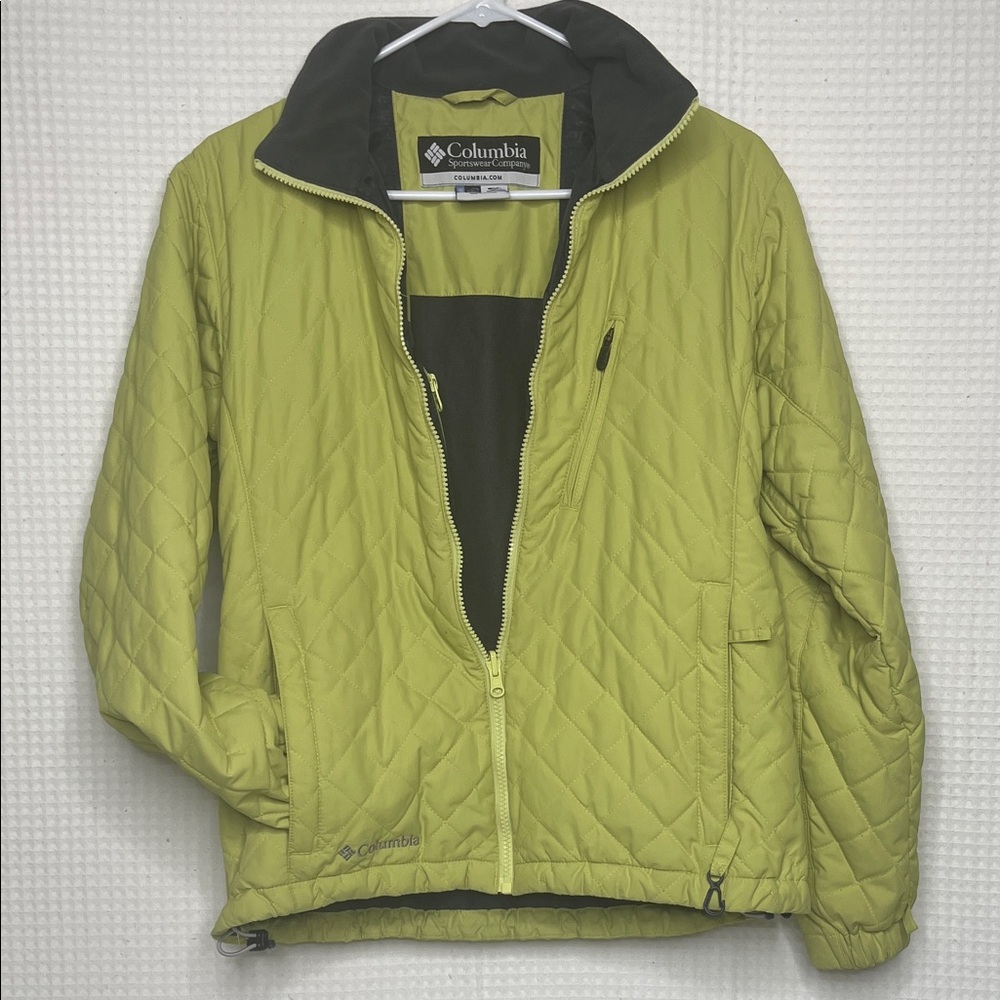 Columbia Quilted Jacket Chartreuse Green Size Medium